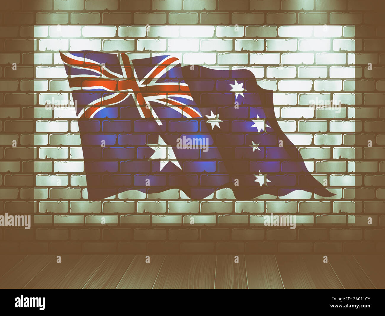 Flag of Australia, background of brick Stock Photo - Alamy