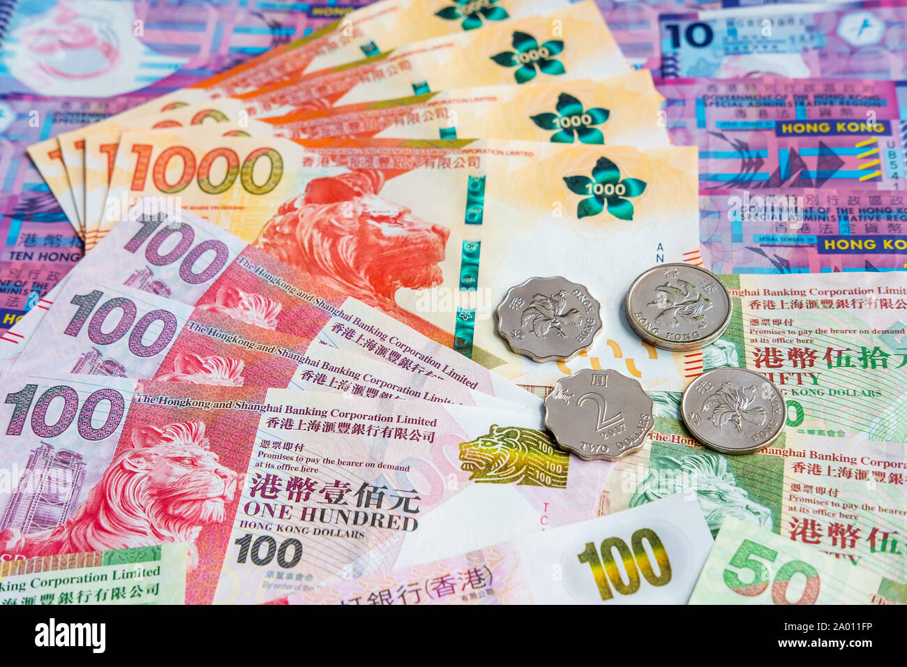 HongKong Dollar Money Banknote With Coins Stock Photo Alamy