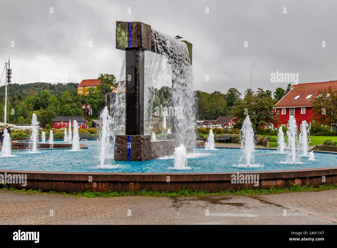 Kristiansand, Norway, Europe. The Otterdals Park with water fountain. Stock Photo