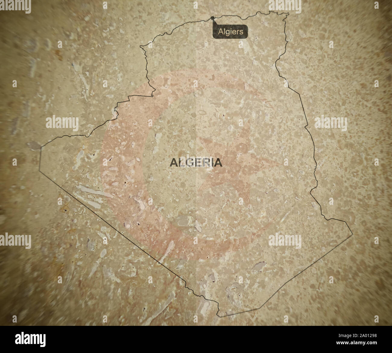Map of Algeria on a concrete background, texture, blurred image Stock ...