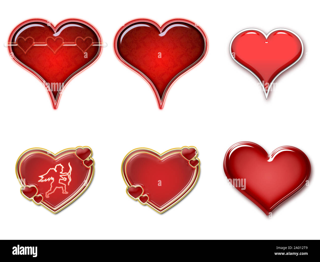 Illustration of red hearts isolated on white background Stock Photo - Alamy