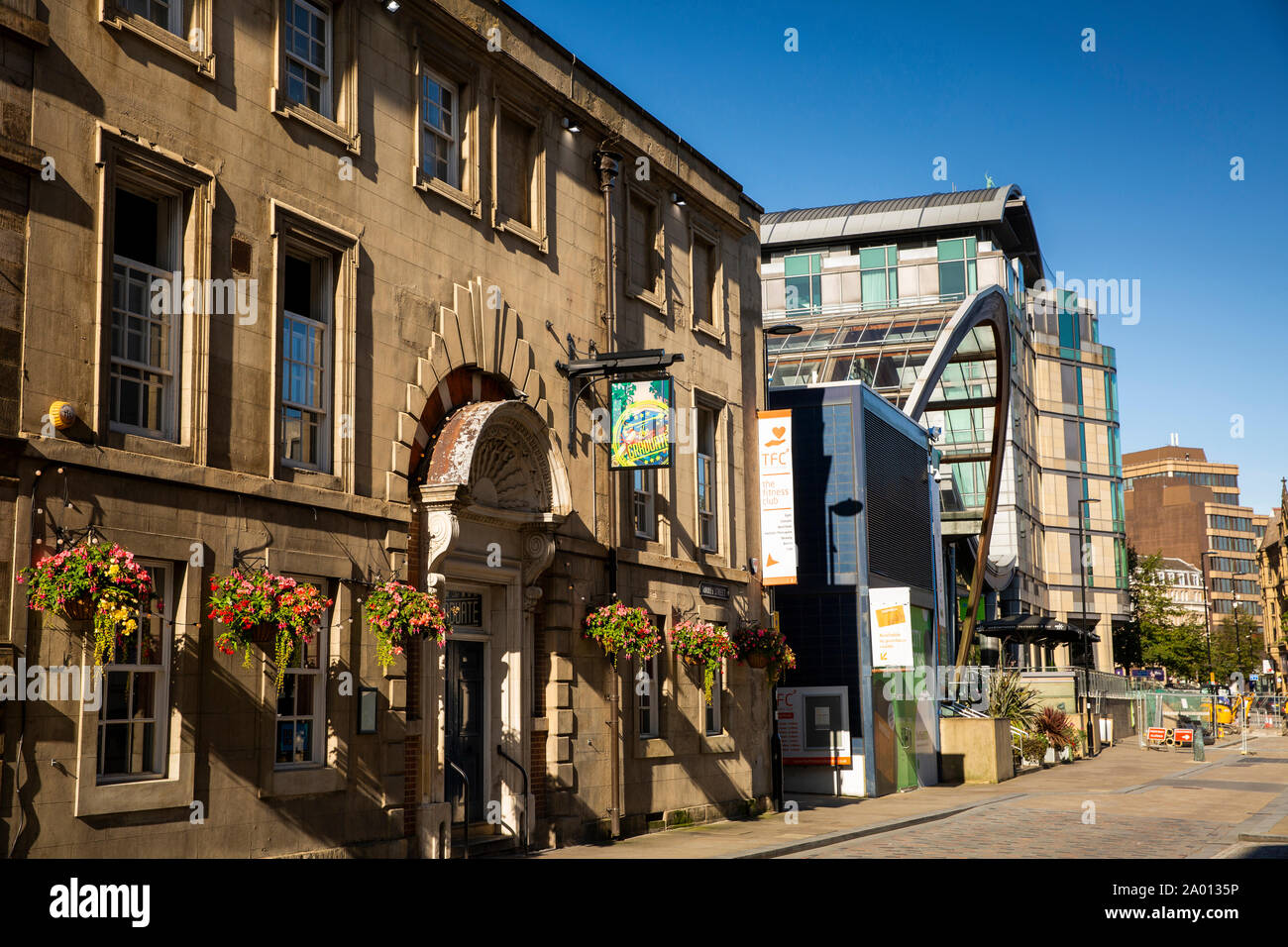 UK, Yorkshire, Sheffield, Surrey Street, The Graduate pub and Winter Garden Stock Photo