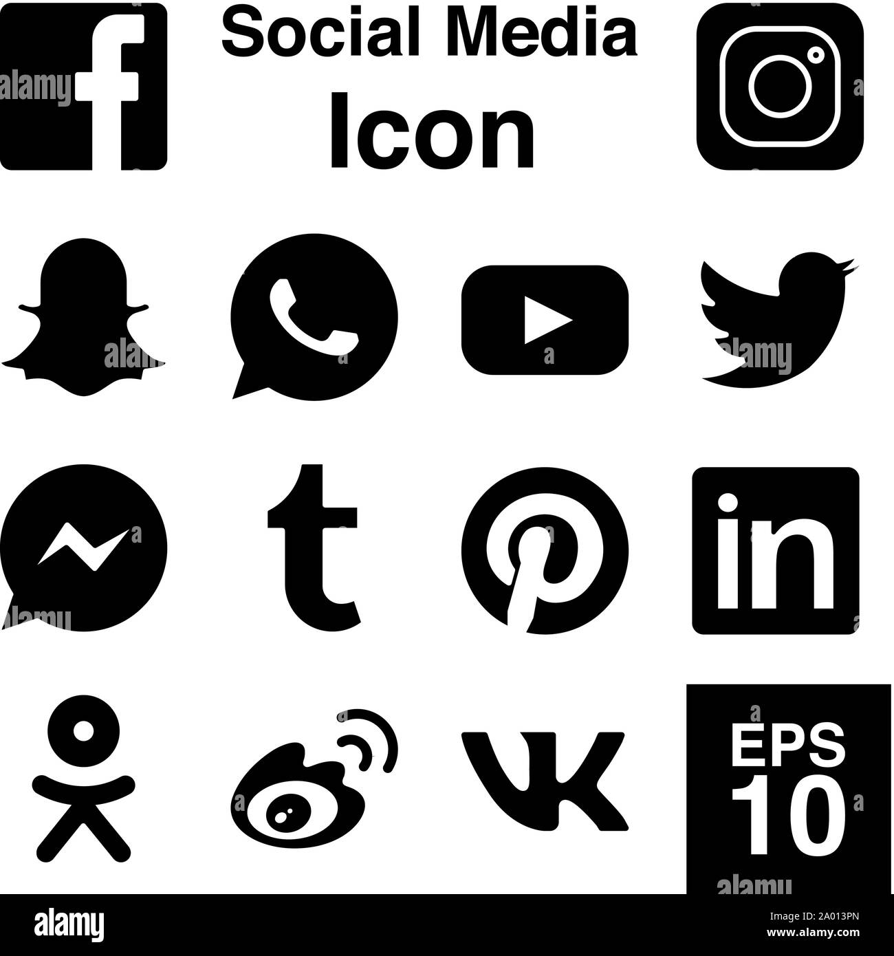 Social Media Icon Set glyph Style. EPS10 Vector Illustration Stock ...