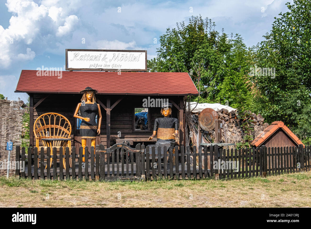 Rattan and solid wood furniture shop hires stock photography and