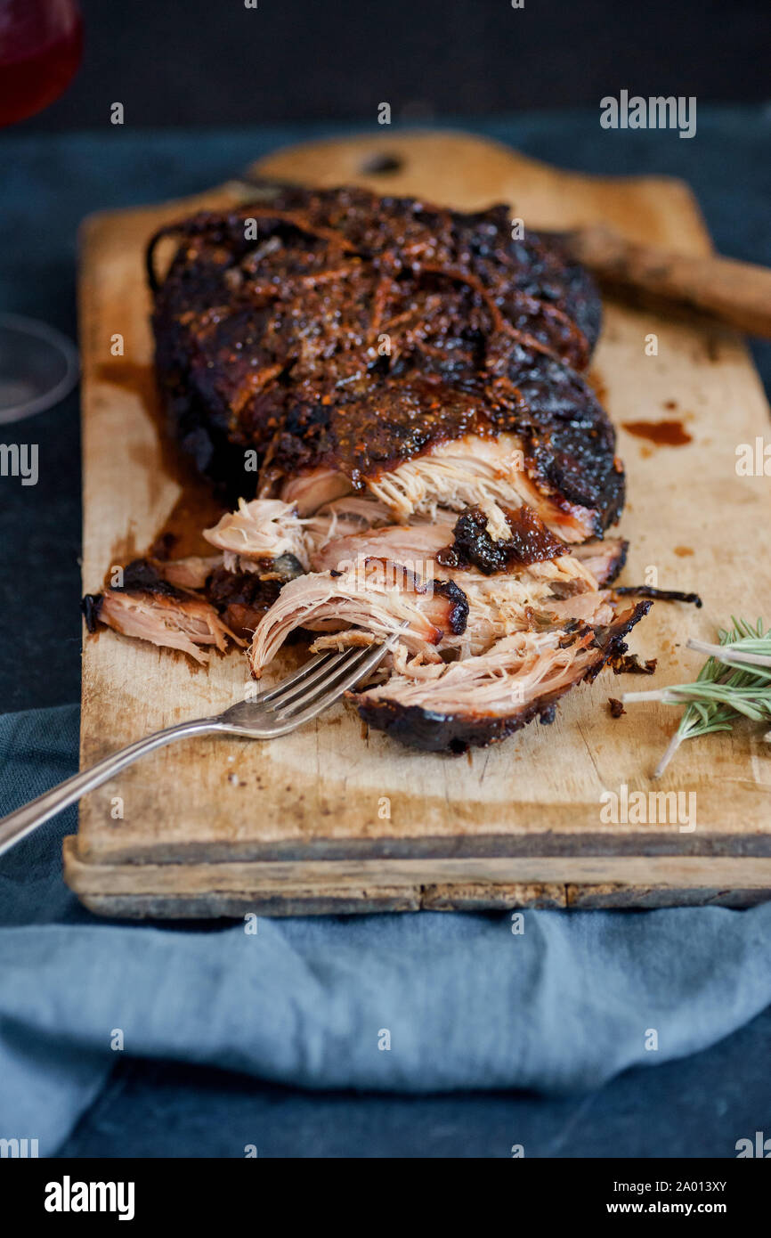 Slowcooked pork with sugar glazing Stock Photo Alamy