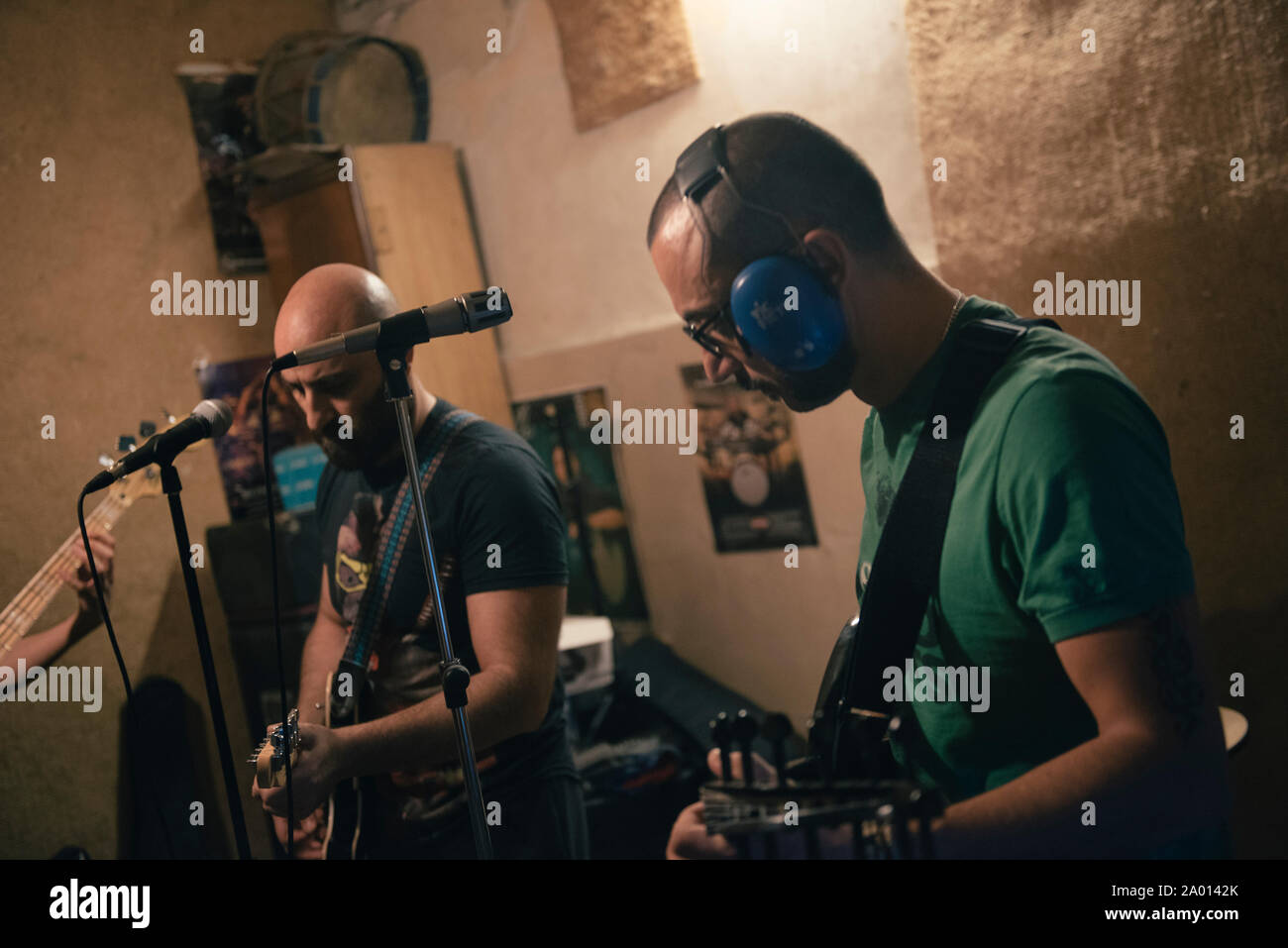 Members of 'Safar Band' a traditional Syrian band jamming in the old city of Damascus Stock Photo