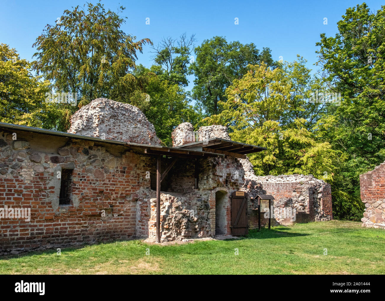 Wasserburg Gerswalde. Restored Moated castle ruin now tourist attraction, museum, events centre and wedding venue. Uckermark, Brandenburg, Germany Stock Photo