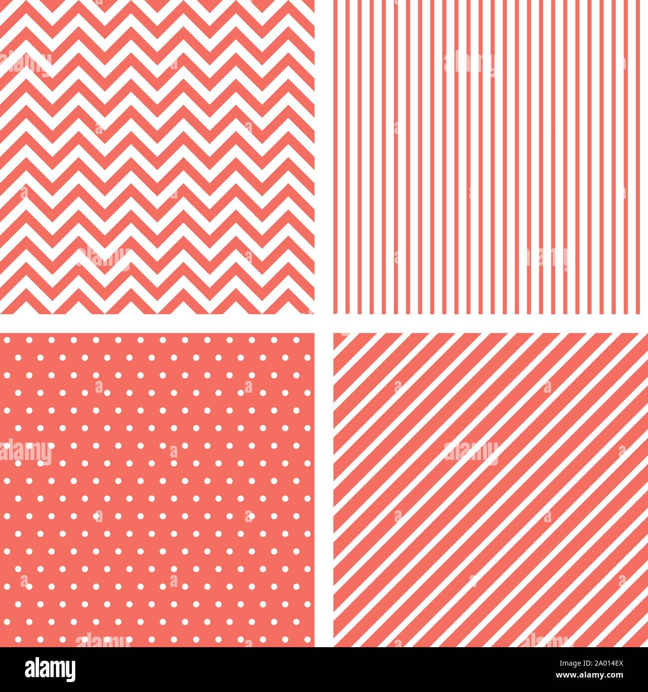 Vecor seamless patterns in living coral color Stock Vector