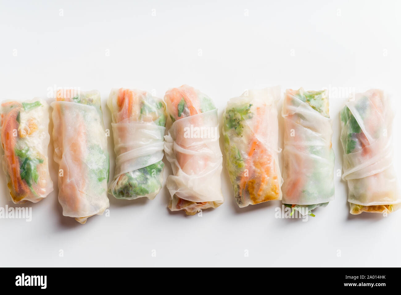 Vegetarian spring rolls with tofu, marinated carrot and daikon and