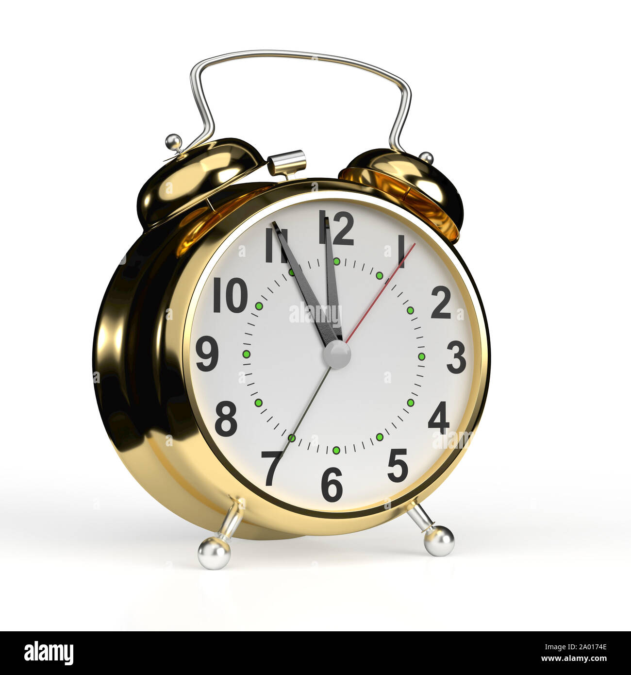 Gold Alarm Clock Isolated On White Background 3d Rendering Stock Photo Alamy