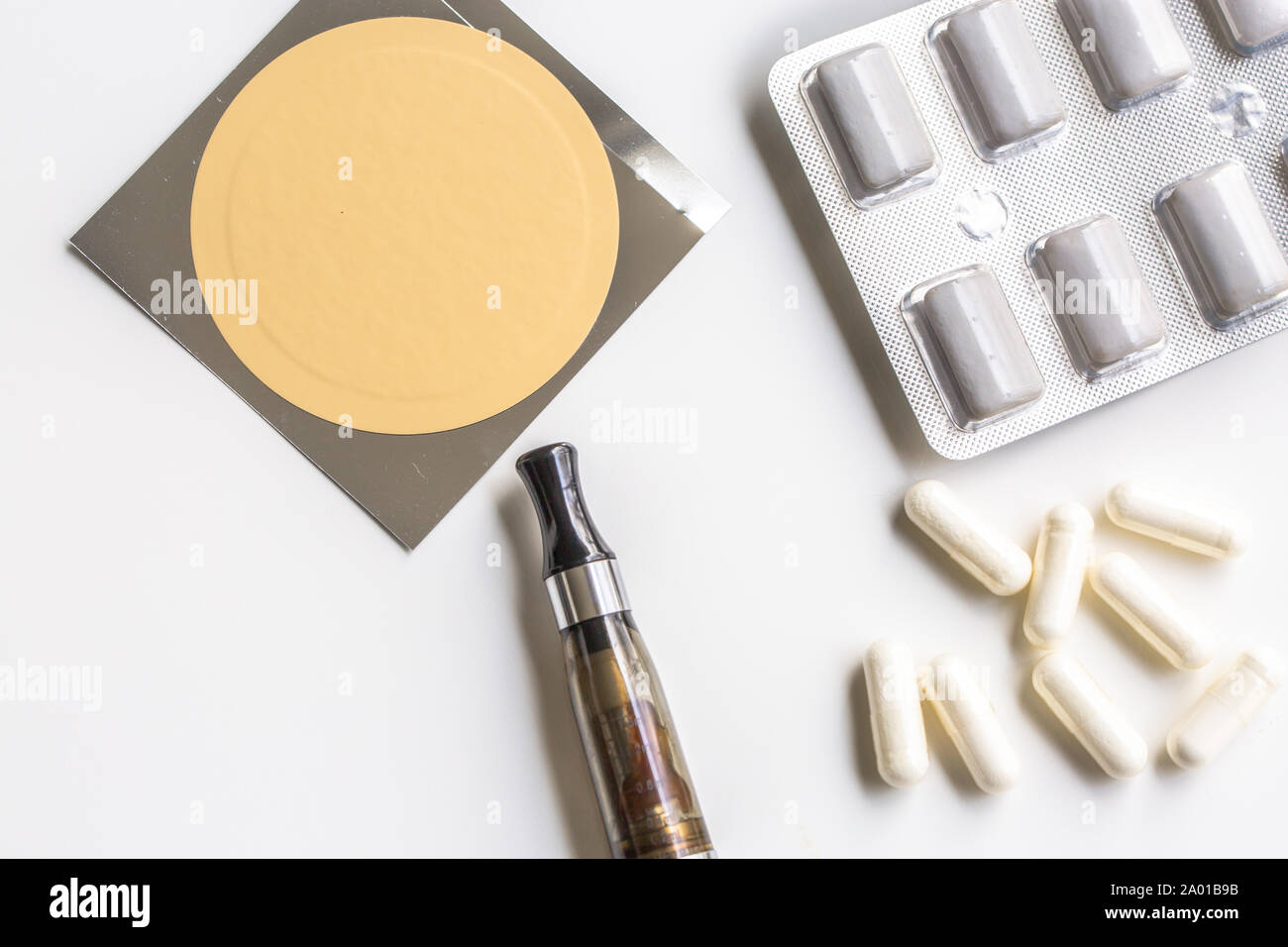 nicotine patch, chewin gum and ecigarette used for smoking cessation