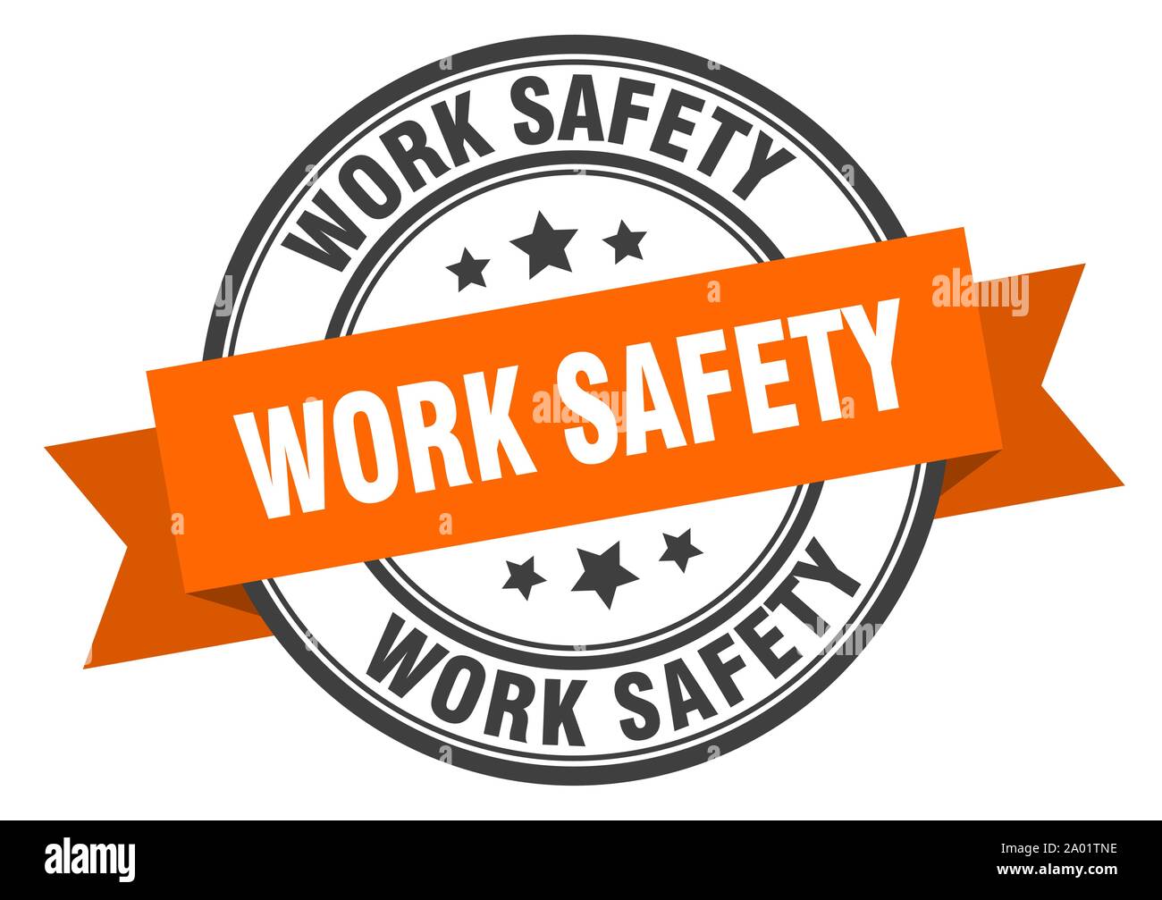 work safety label. work safety orange band sign. work safety Stock