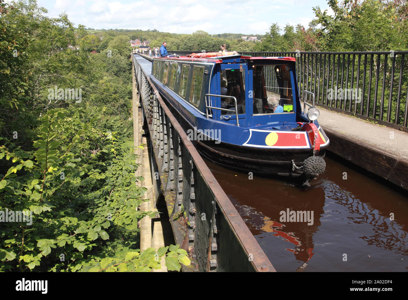 Pontcysyllte Aqueduct which carries the Llangollen Canal over the river Dee in north Wales seen from Froncysyllte Stock Photo