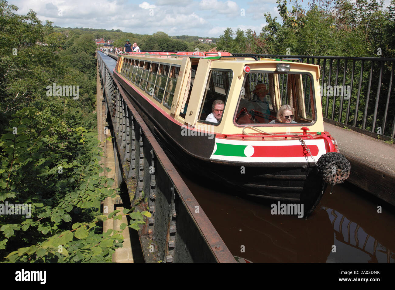 Pontcysyllte Aqueduct which carries the Llangollen Canal over the river Dee in north Wales seen from Froncysyllte Stock Photo