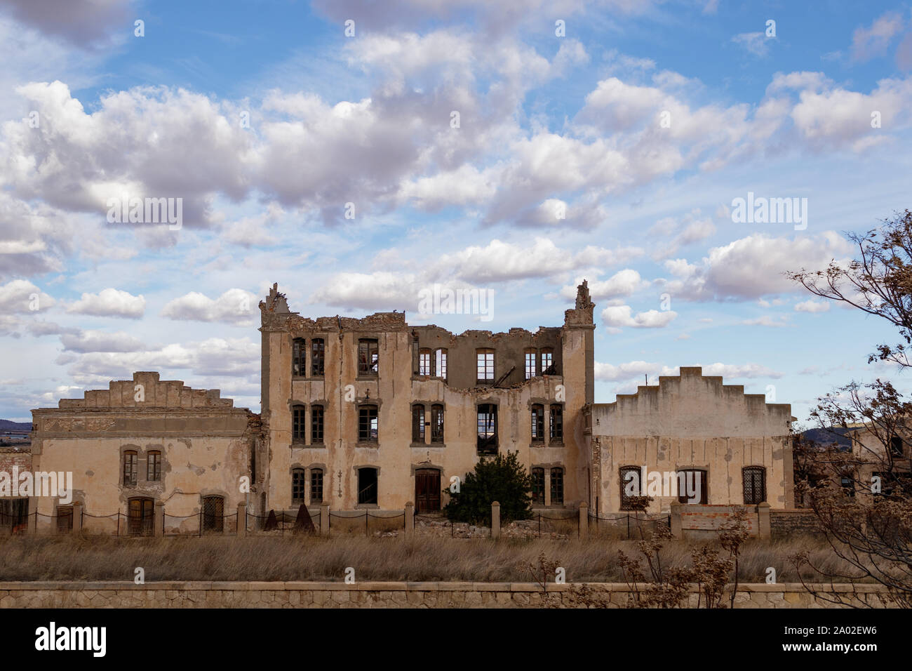 Old mansion house falling into ruins in rural spain Stock Photo