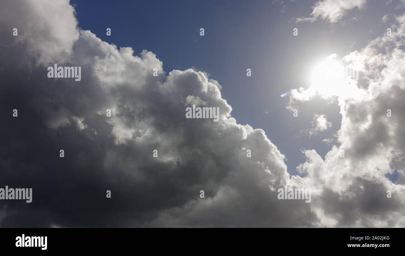 Sun breaking through storm clouds in Spain.CR2 Stock Photo