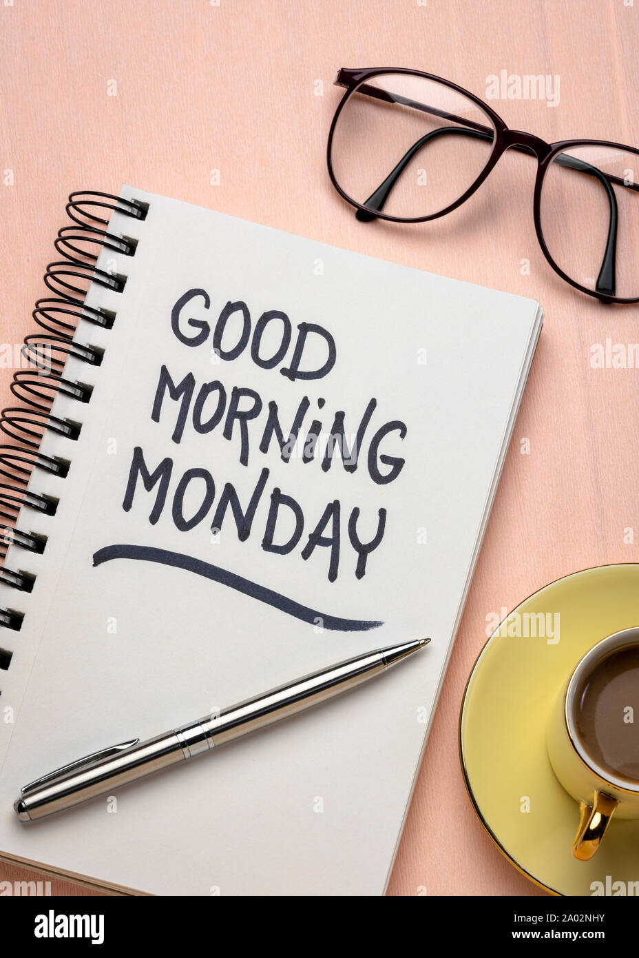 Good Morning Monday - cheerful handwriting with a black marker in ...