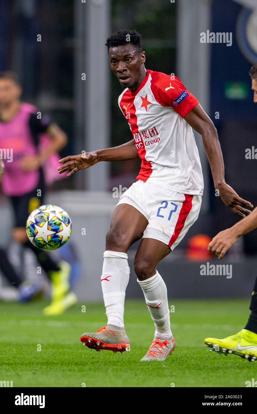 Milan, Italy. 17 September, 2019: Ibrahim Traore of SK Slavia Praha in  action during the UEFA Champions League football match between FC  Internazionale and SK Slavia Praha. The match ended in a