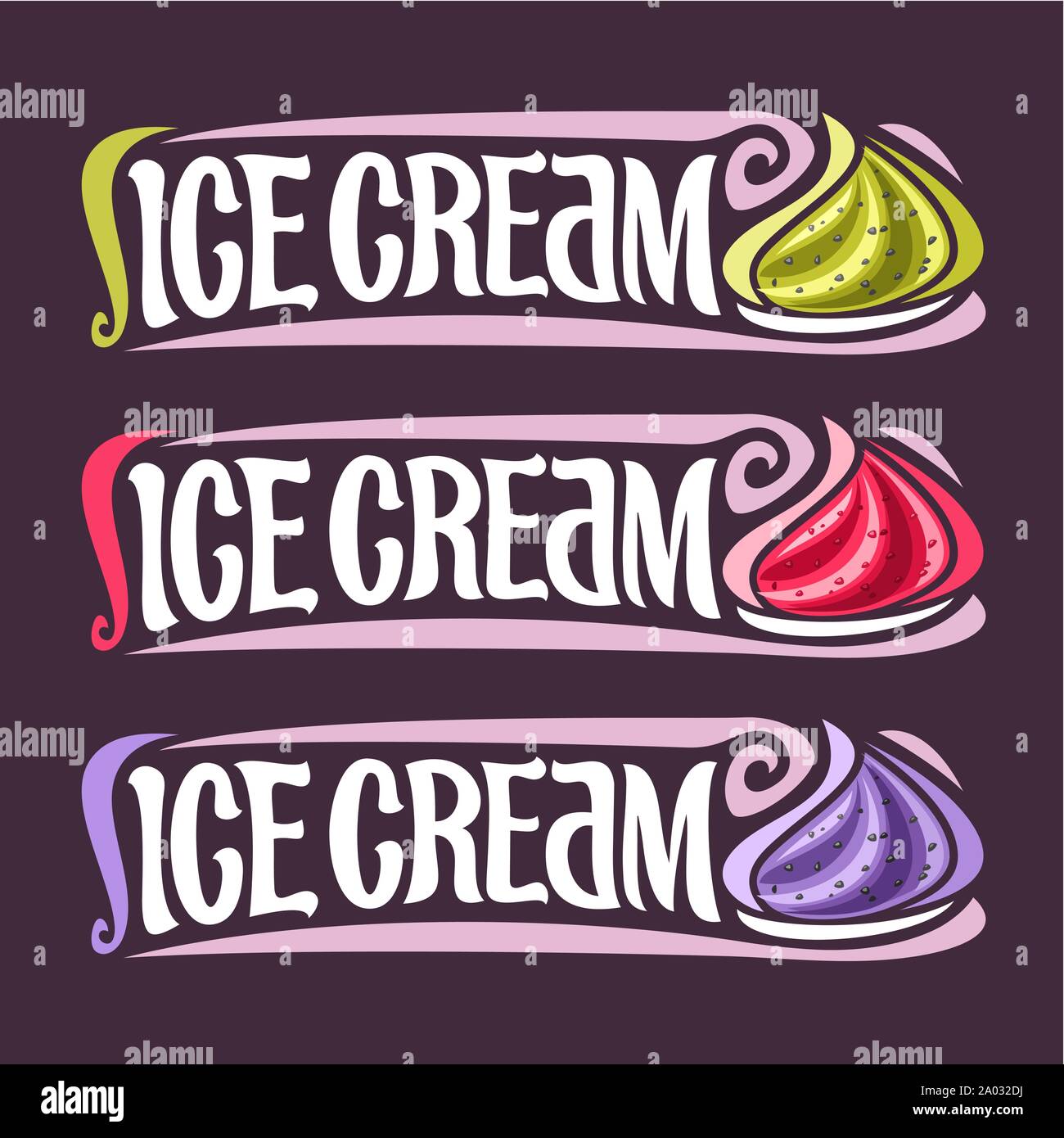 Ice cream dessert lettering Stock Vector Images Alamy