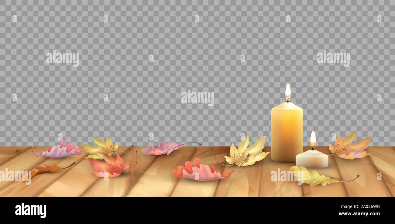 Autumn Leaves and Candles Stock Vector Image & Art - Alamy