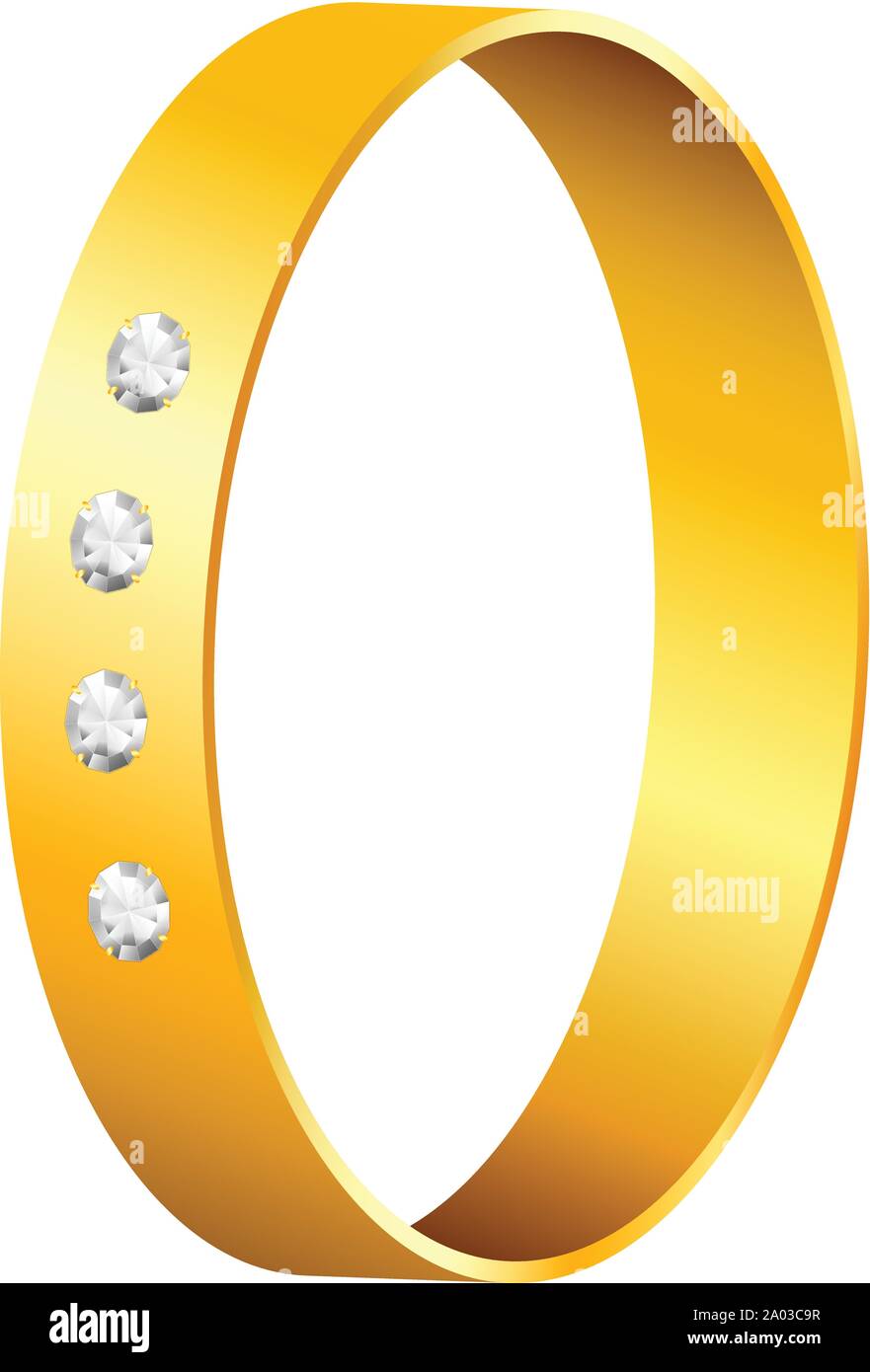 Gold ring with diamonds. Stock Vector
