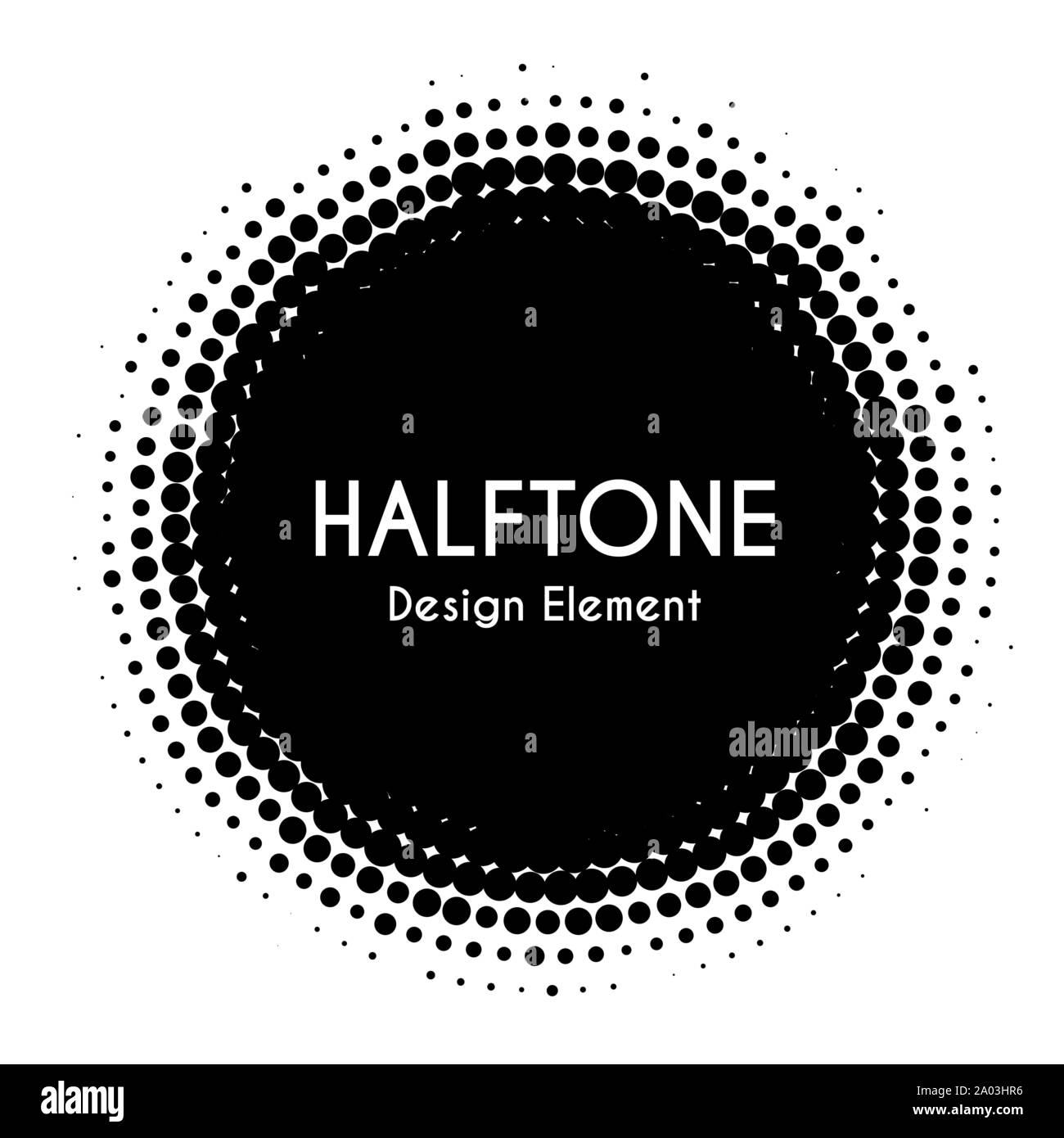 Halftone circle. Vector design element. Black dotted spot. For banners Stock Vector