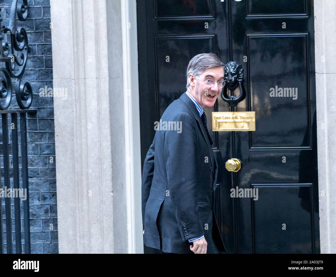 London UK 19th September 2019,  Jacob Rees-Mogg MP PC Leader of the House of Commons arrives at  at 10 Downing Street, London Credit Ian Davidson/Alamy Live News Stock Photo