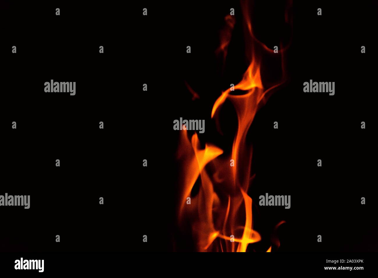 Red and orange fire flames isolated on black background, spooky shapes ...