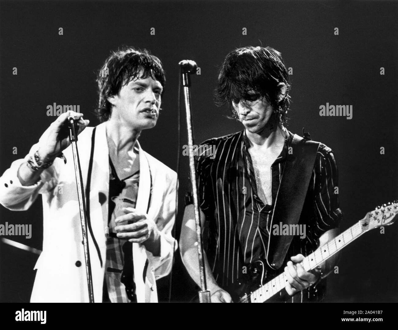 Mick Jagger and Keith Richards of the Rolling Stones at the Palladium theater in 1978 Stock Photo