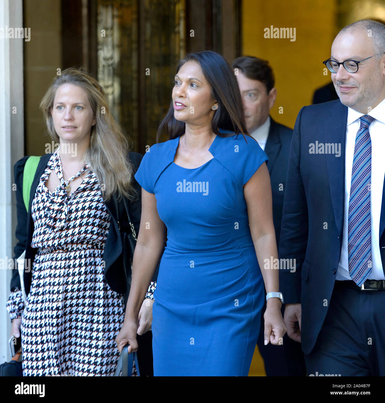 Gina Miller leaving the Supreme court in London with Lord Pannick (right) after the first day of the case looking into the suspension of Parliament, 1 Stock Photo