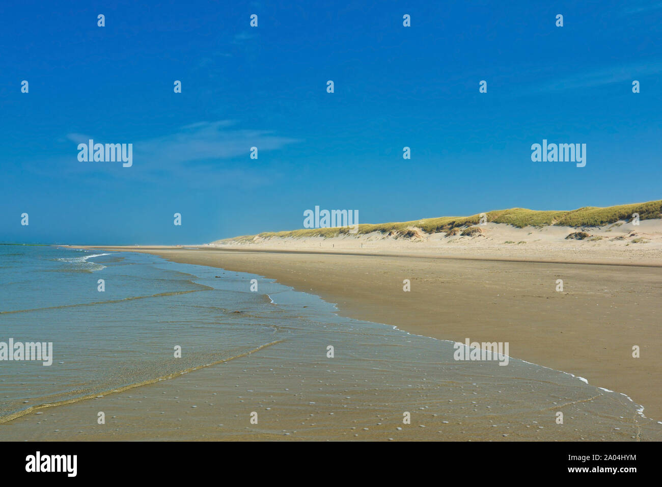 Empty beach 'Paal 9' on a sunny summer day on island Texel in the Netherlands Stock Photo