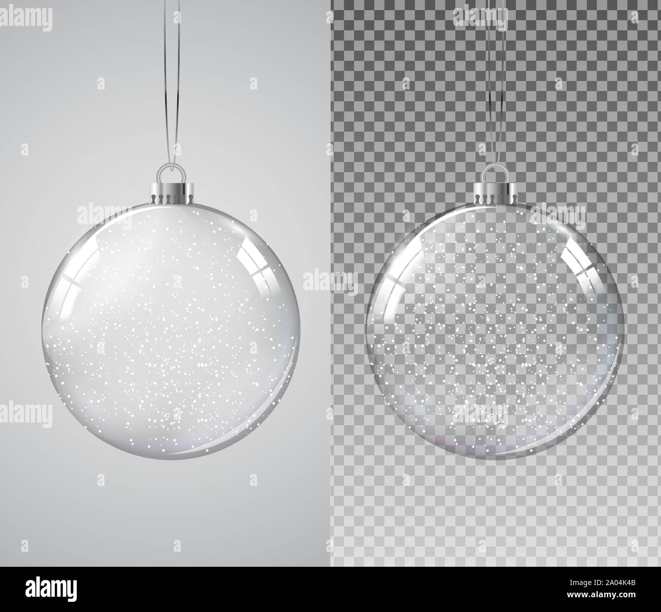 Glass Transparent Christmas Ball with Snow. Vector Illustration Stock ...