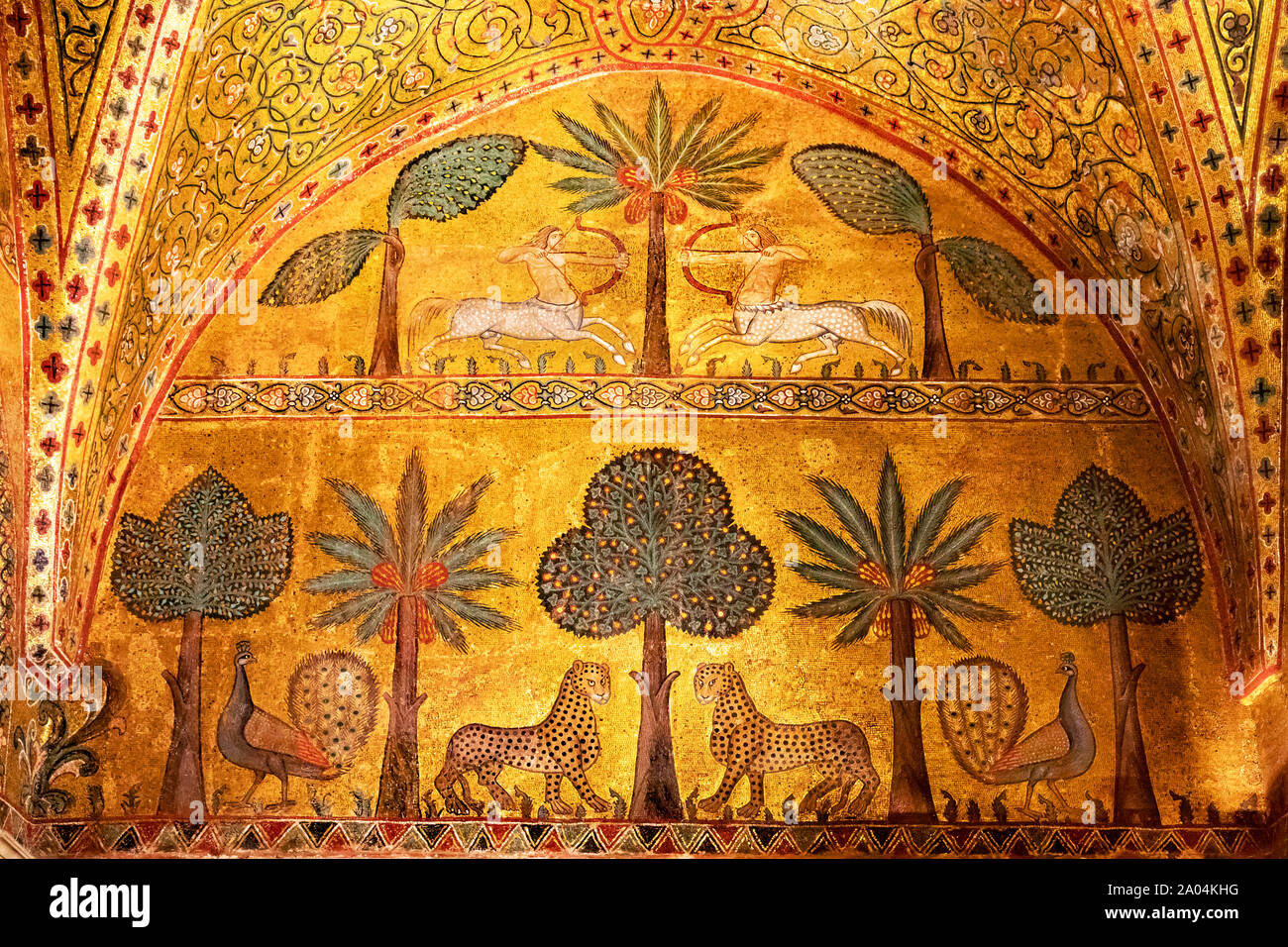 Extraordinary byzantine mosaics in Palermo, Italy Stock Photo