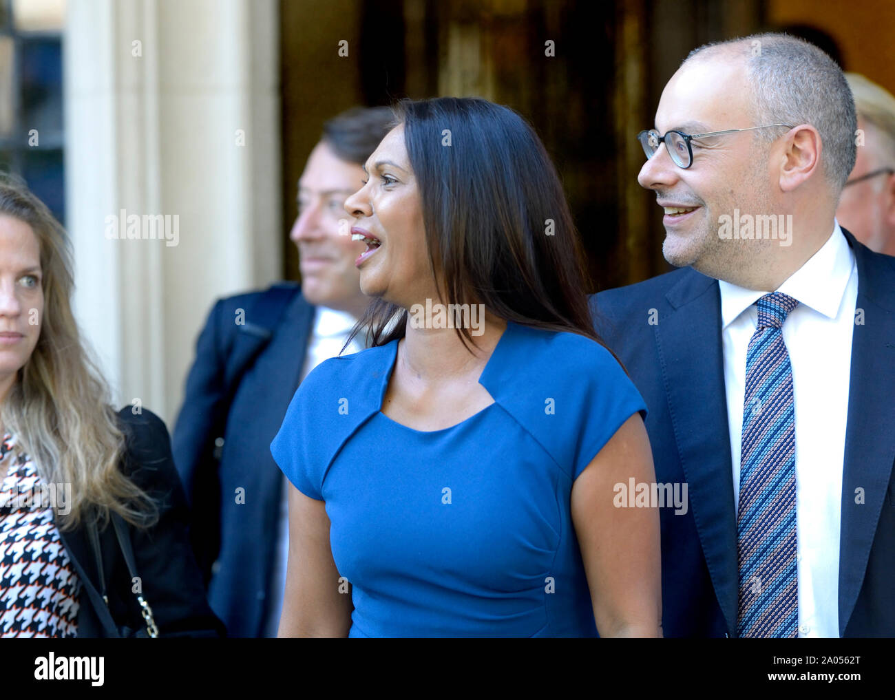 Gina Miller leaving the Supreme court in London with Lord Pannick (right) after the first day of the case looking into the suspension of Parliament, 1 Stock Photo
