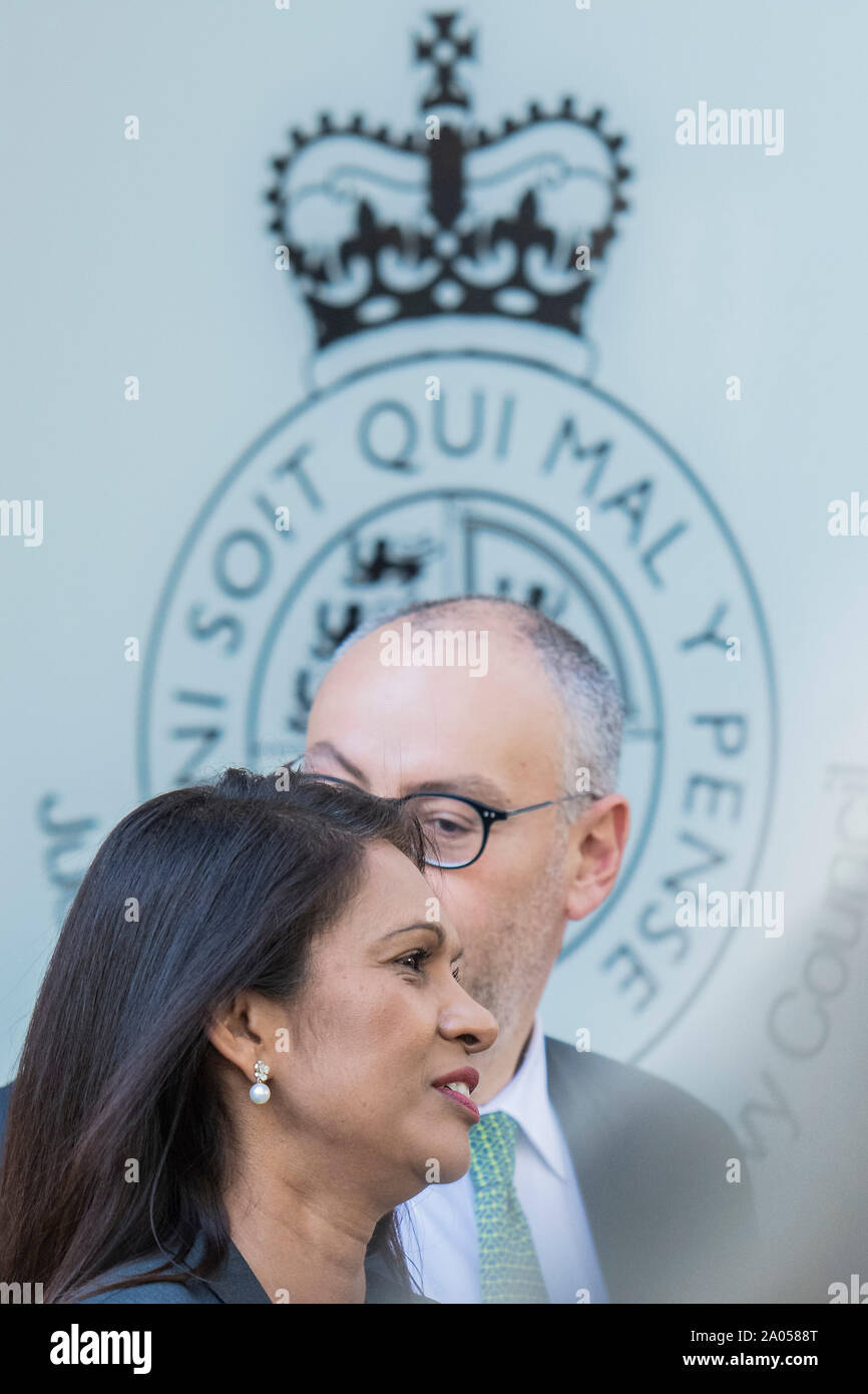 London, UK . 19th Sep 2019. Gina Miller leaves at the end of the procedings - The supreme court, in Parliament Sqaure,  decides on Prime Minister Boris Johnson's decision to suspend parliament. Credit: Guy Bell/Alamy Live News Stock Photo