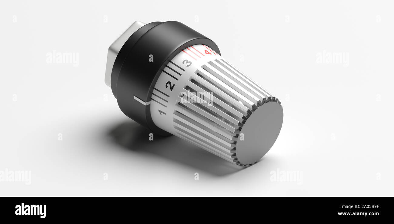 Radiator thermostat, temperature adjustment isolated against white