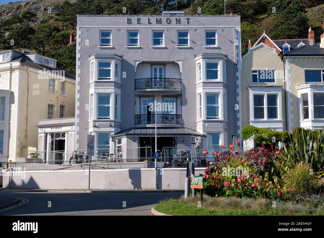 The Belmont Hotel on the esplanade in Llandudno, Wales Stock Photo