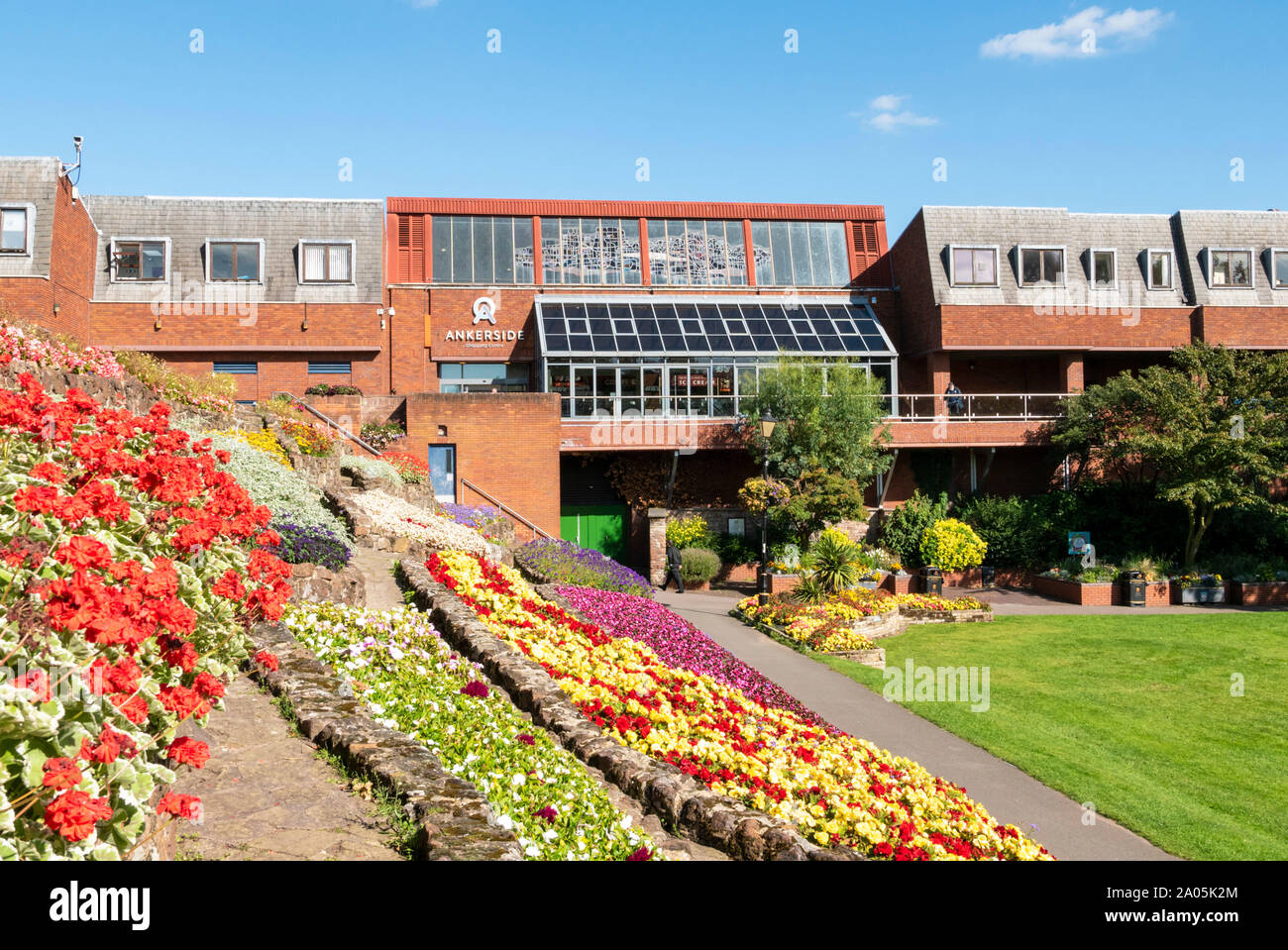 Tamworth castle grounds town centre and Ankerside shopping centre Staffordshire England UK GB UK Europe Stock Photo