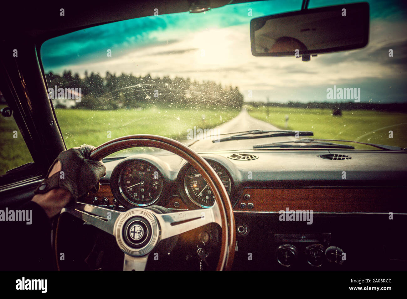 Classic Alfa Romeo Car Drivers View Stock Photo