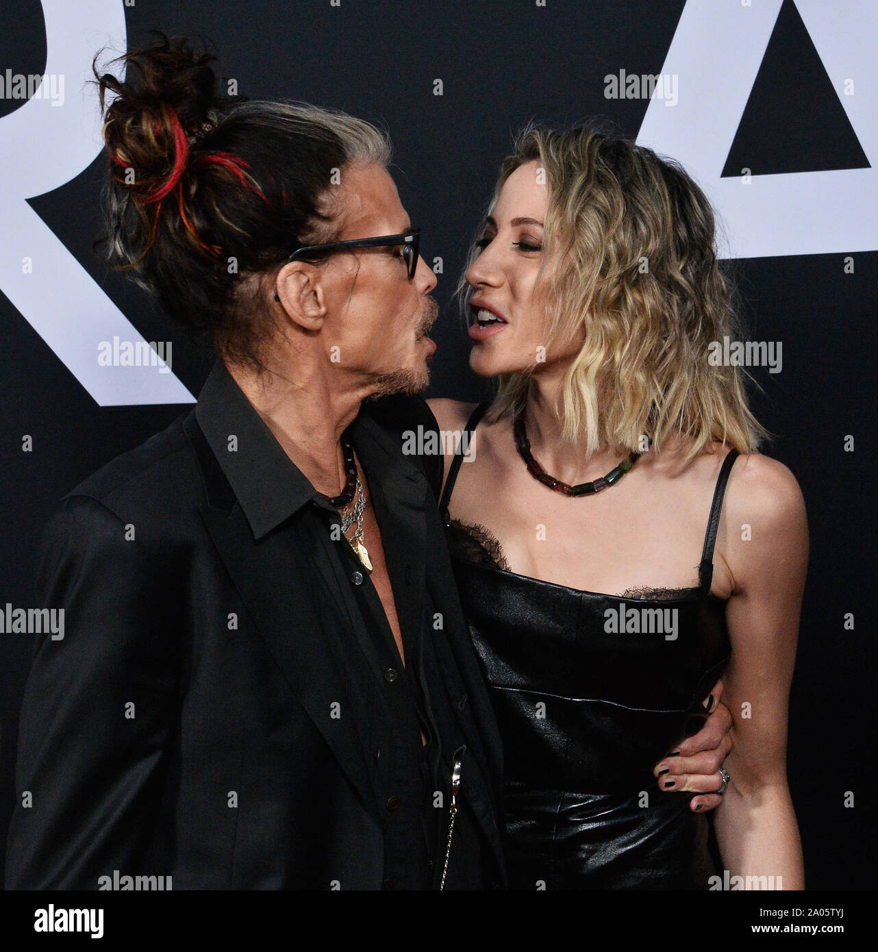 Aerosmith lead singer Steven Tyler and his girlfriend Aimee Preston attend the premiere of the motion picture sci-fi thriller 'Ad Astra' at the ArcLight Cinerama Dome in the Hollywood section of Los Angeles on Wednesday, September 18, 2019. Storyline: Astronaut Roy McBride (Brad Pitt) travels to the outer edges of the solar system to find his missing father and unravel a mystery that threatens the survival of our planet. His journey will uncover secrets that challenge the nature of human existence and our place in the cosmos.  Photo by Jim Ruymen/UPI Stock Photo