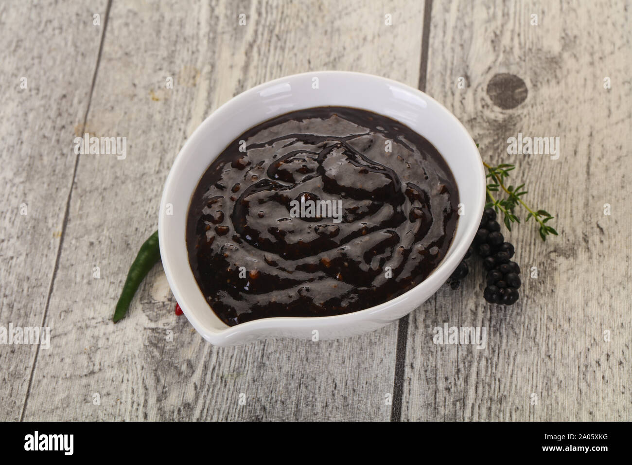 Spicy Black pepper sauce for meat Stock Photo Alamy