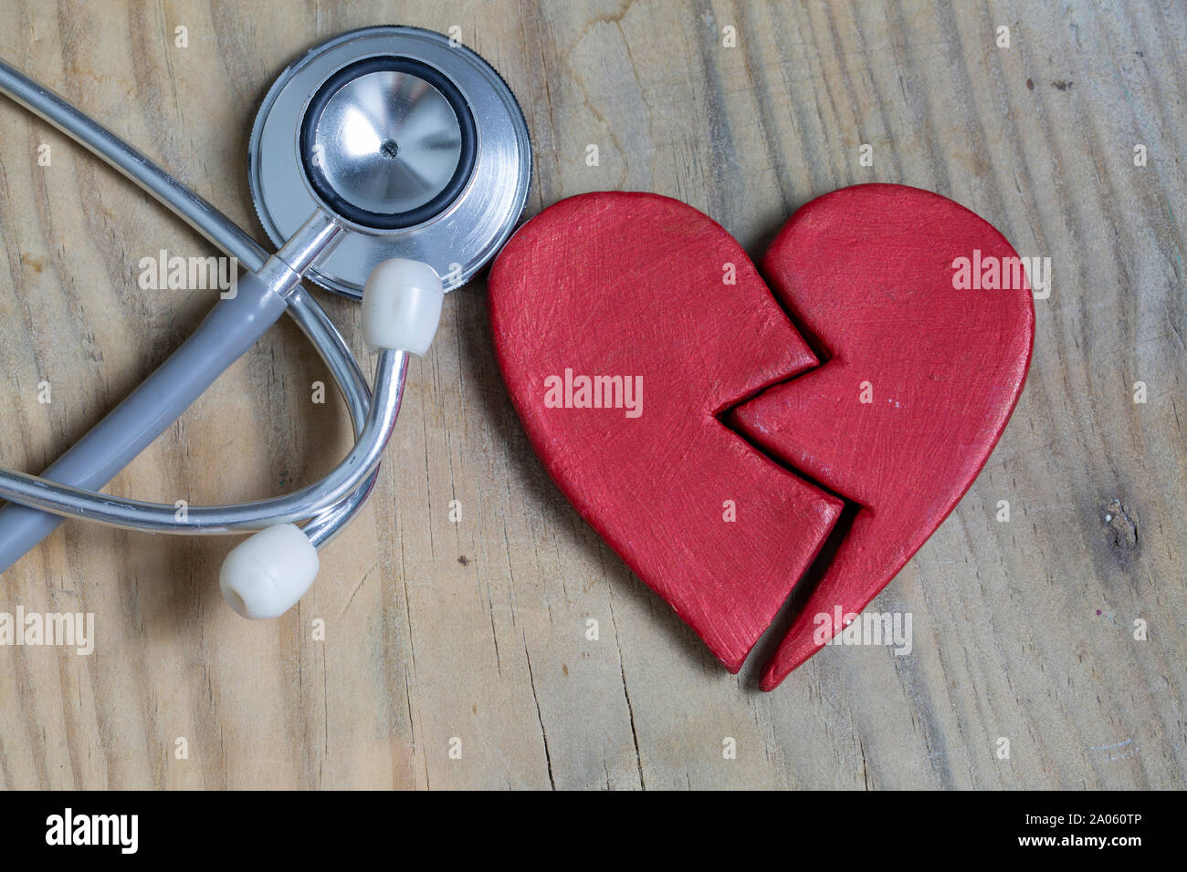 Broken Heart with a Stethoscope Stock Photo