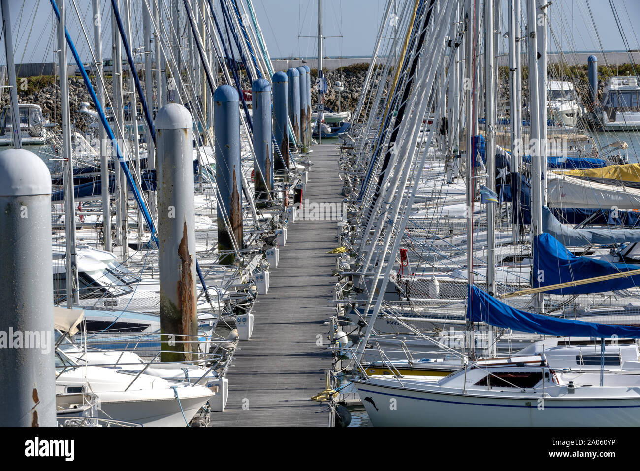 France, Île d'Oléron, 10/2018 , popular tourist destination, Pier or port for sailing boats and yachts.,  is an island off the Atlantic coast of Franc Stock Photo