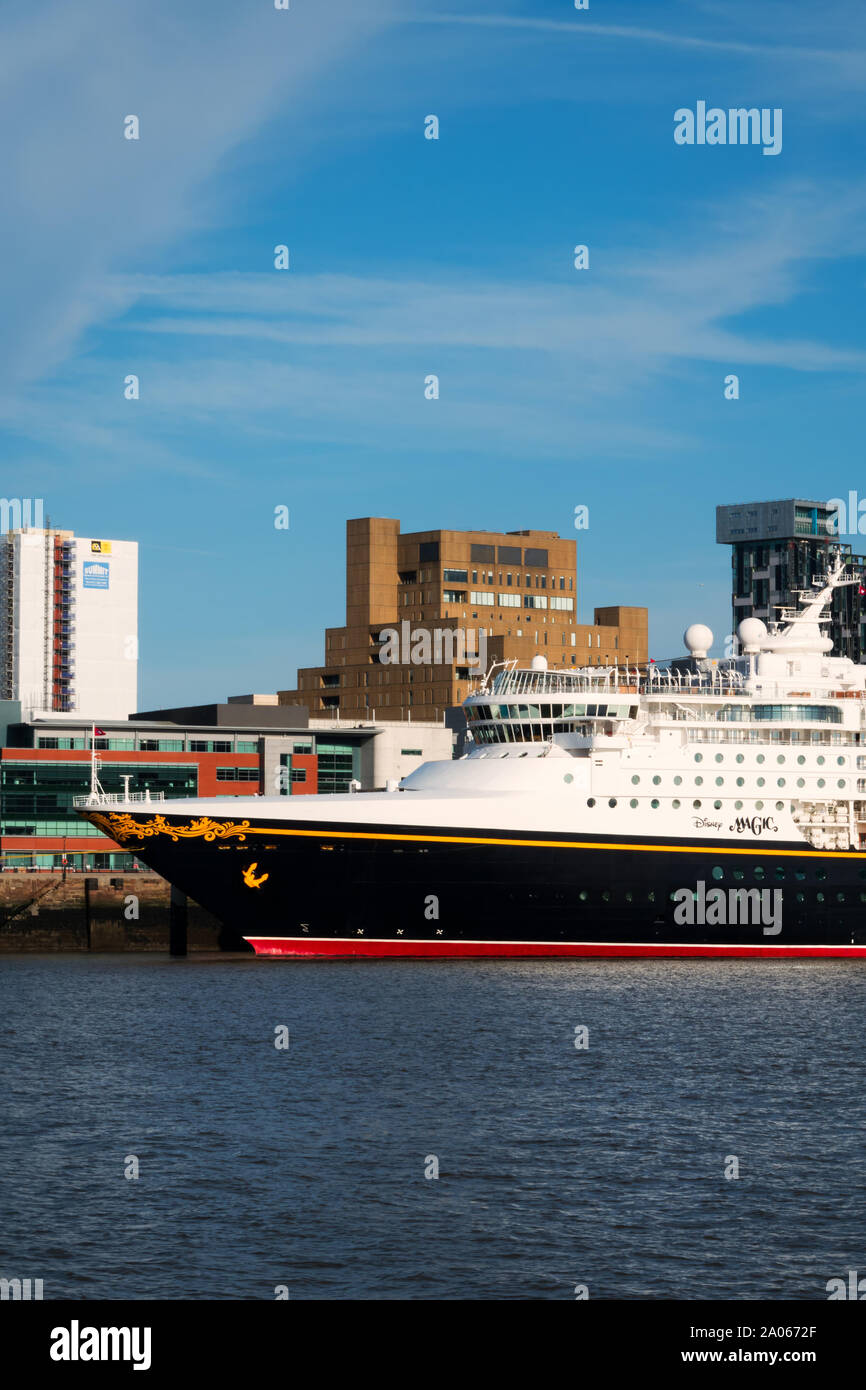 The cruise ship Disney Magic calls into Liverpool cruise terminal in