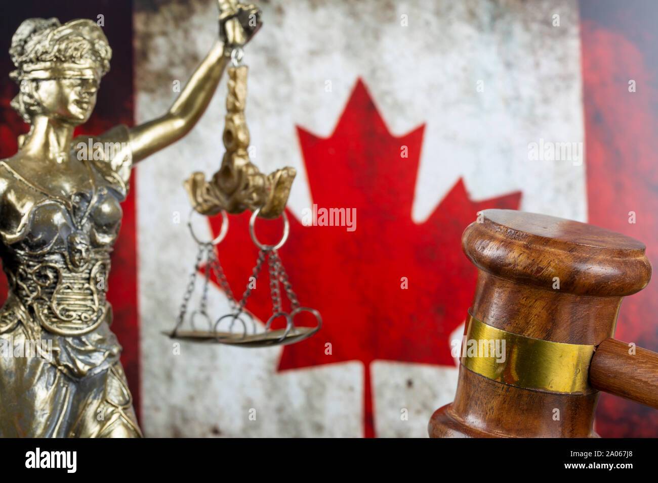 Law, Judge Mallet and canadian flag Stock Photo