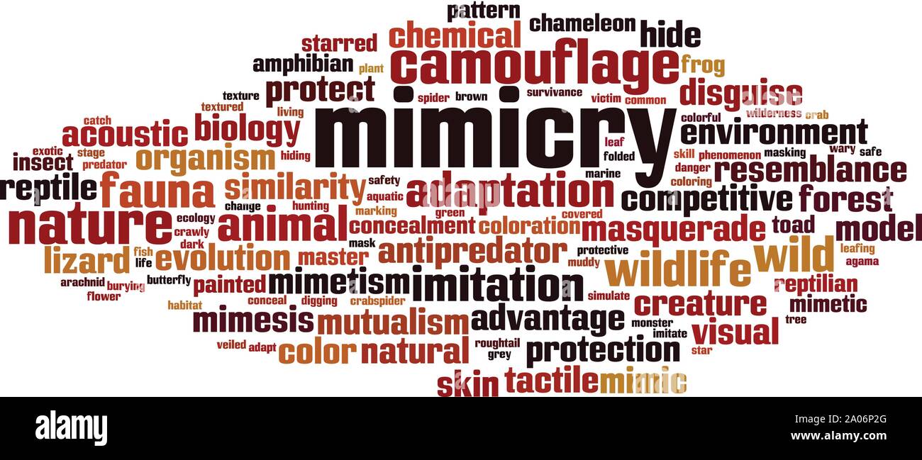 Mimicry word cloud concept. Collage made of words about mimicry. Vector illustration Stock Vector