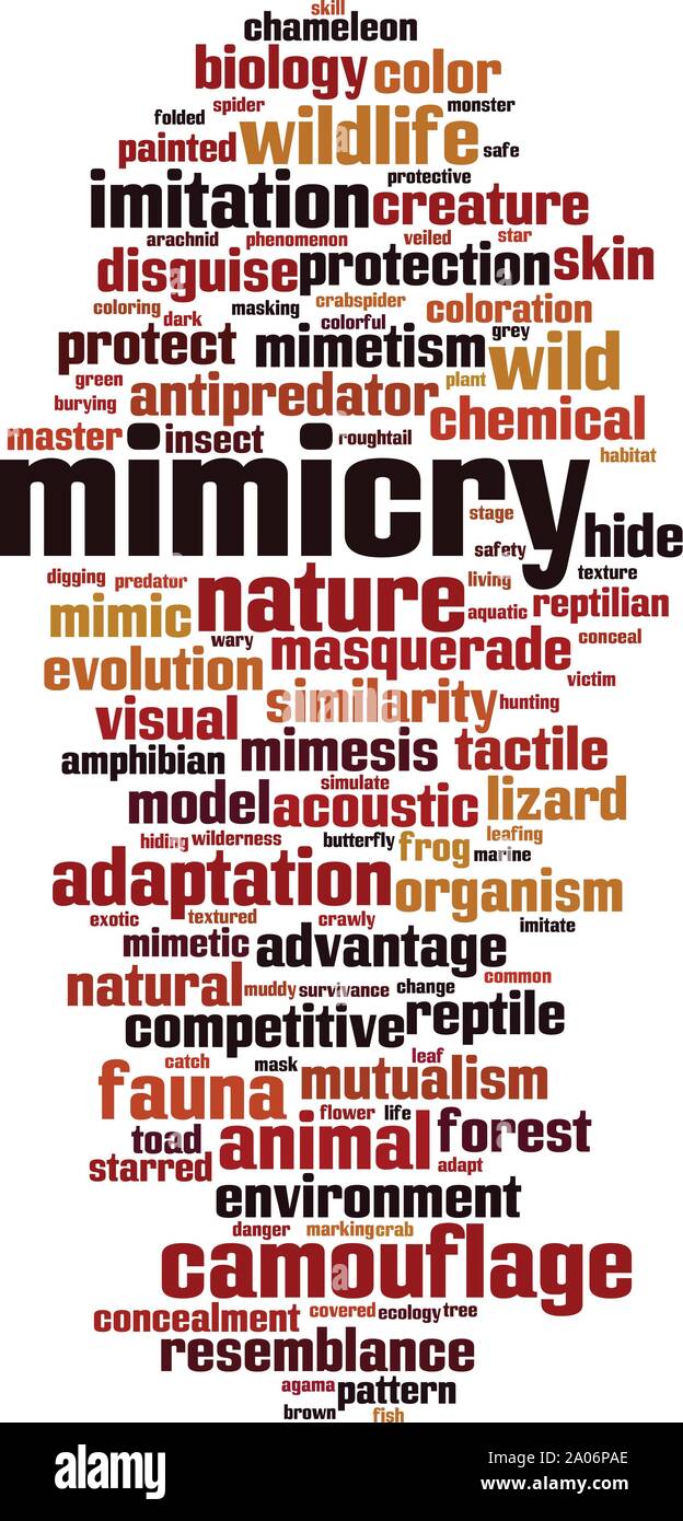 Mimicry word cloud concept. Collage made of words about mimicry. Vector illustration Stock Vector