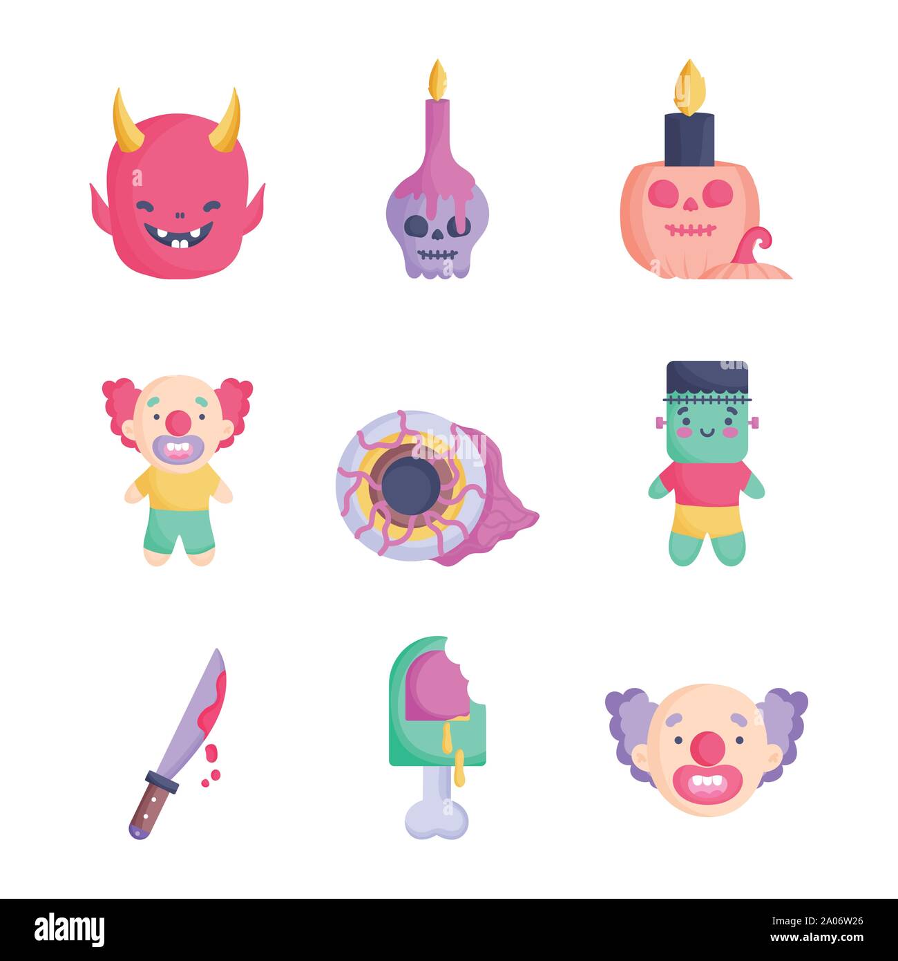 set of trick or treat happy halloween vector illustration Stock Vector