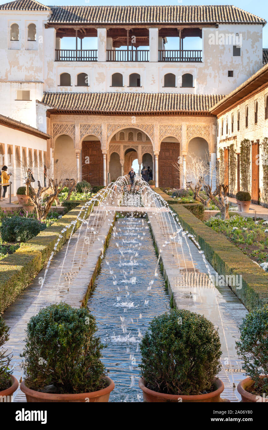 Fountain In The Generalife of The Alhambra, Granada Stock Photo - Alamy