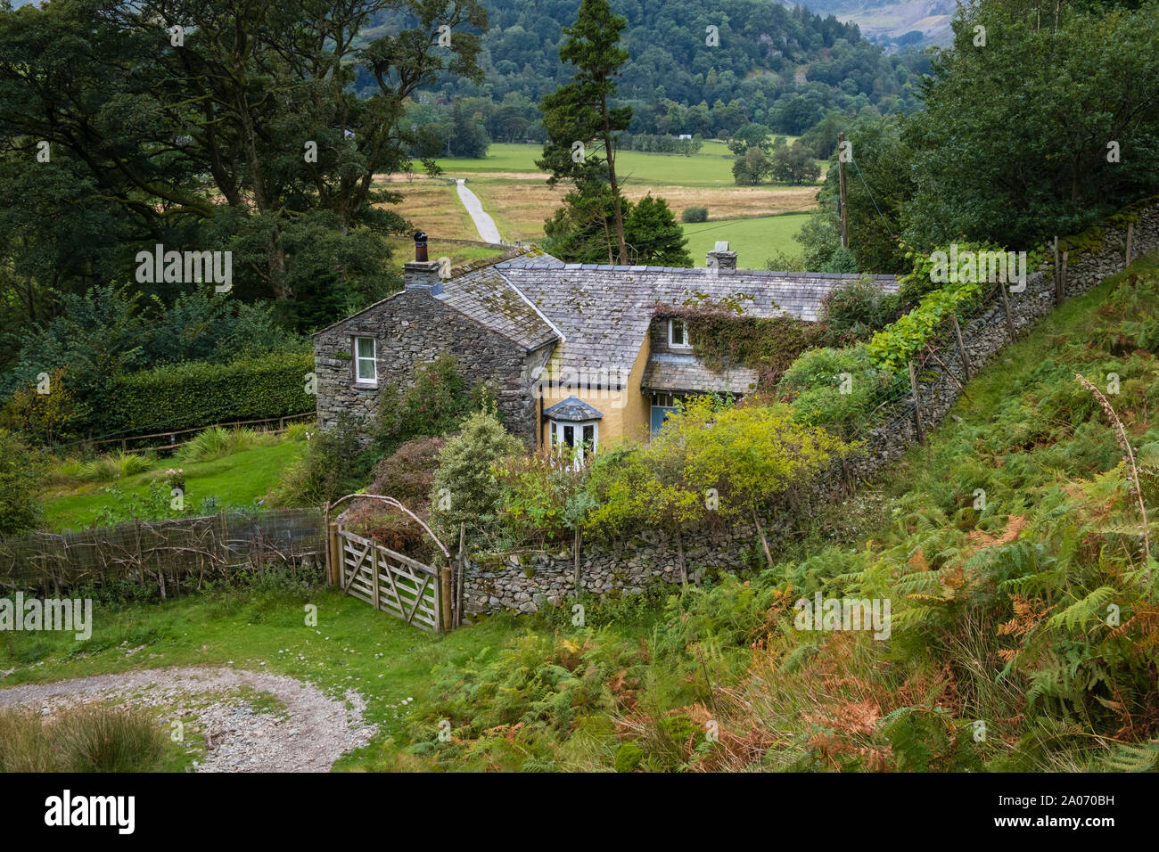 House in the countryside an English Lakeland  country cottage Stock Photo